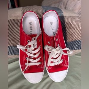 JOSINY Red Canvas Sneakers // Women’s 9